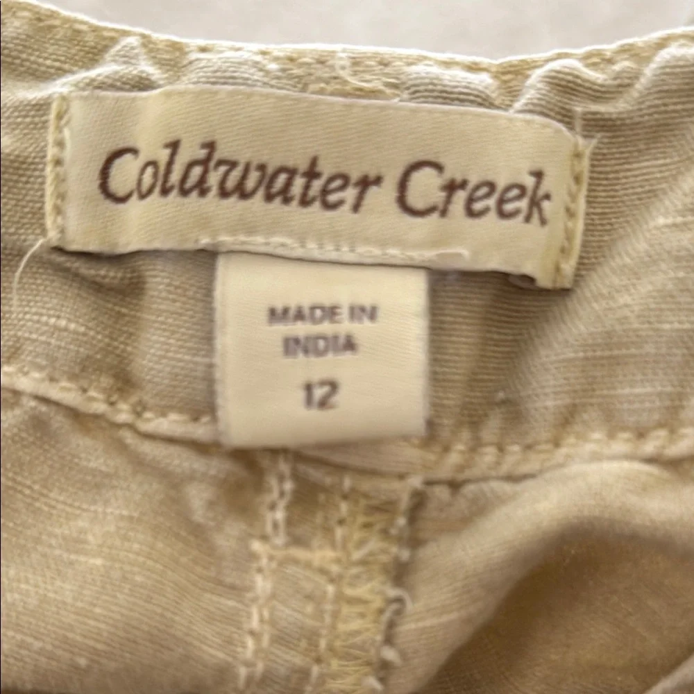 Coldwater Creek Linen blend summer shorts lace trim relaxed fit boho neutral
